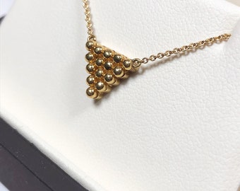 18k Yellow Gold Triangle Pendant for that Special Person - Greek Beaded Triangle Pendant in Yellow Gold Perfect for a Casual Night Out