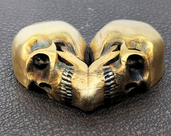 22k Yellow Gold Plated Skullheart Paperweight is the Ultimate Office Desk Art