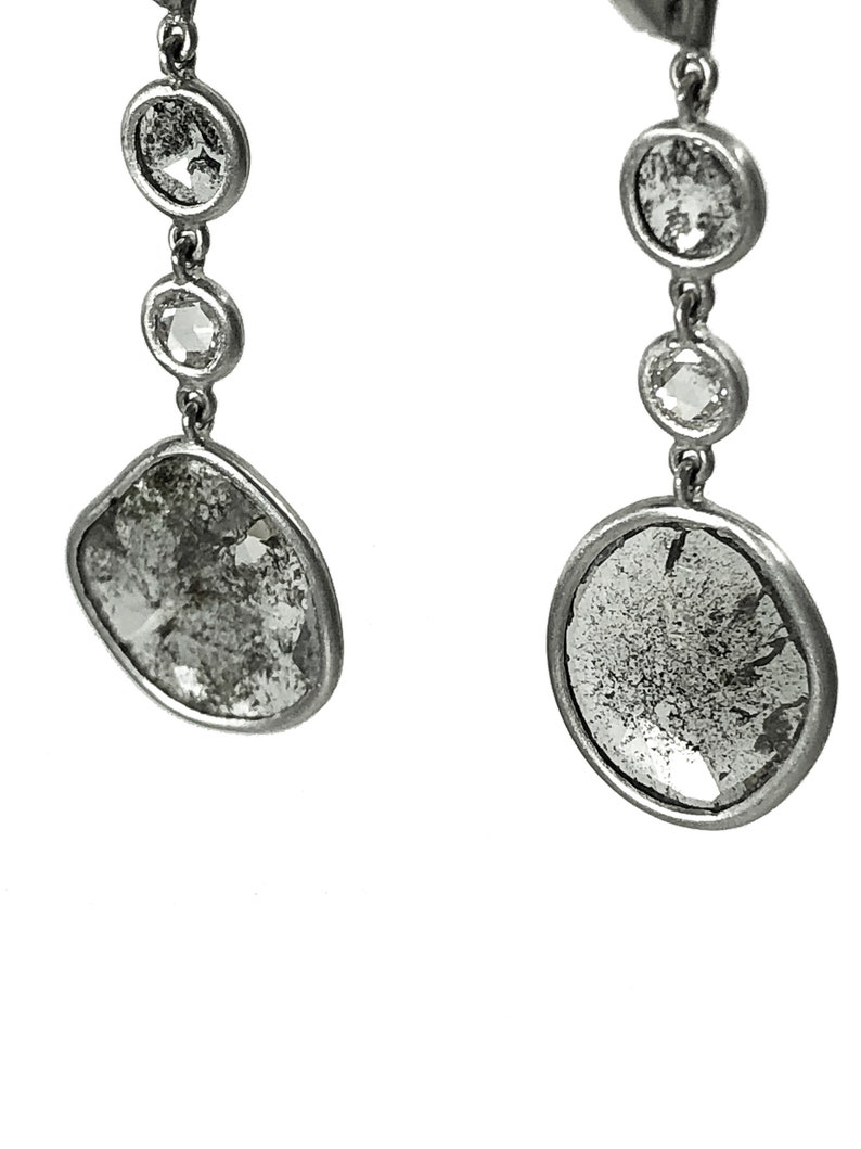 18k White Gold Portraiture Diamond Dangle Earrings A Great Gift for Her on Your Anniversary image 7