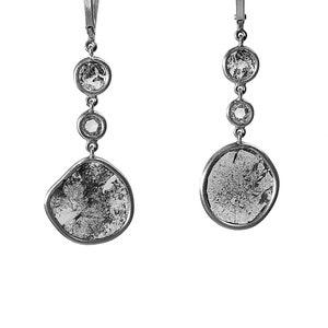 18k White Gold Portraiture Diamond Dangle Earrings A Great Gift for Her on Your Anniversary image 3