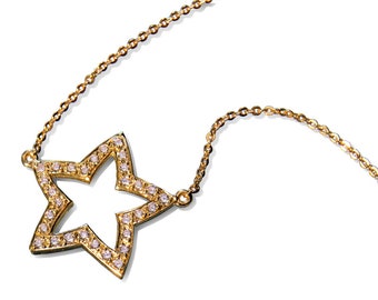 Pave Diamond Star Necklace in 18k Gold for that Special Someone