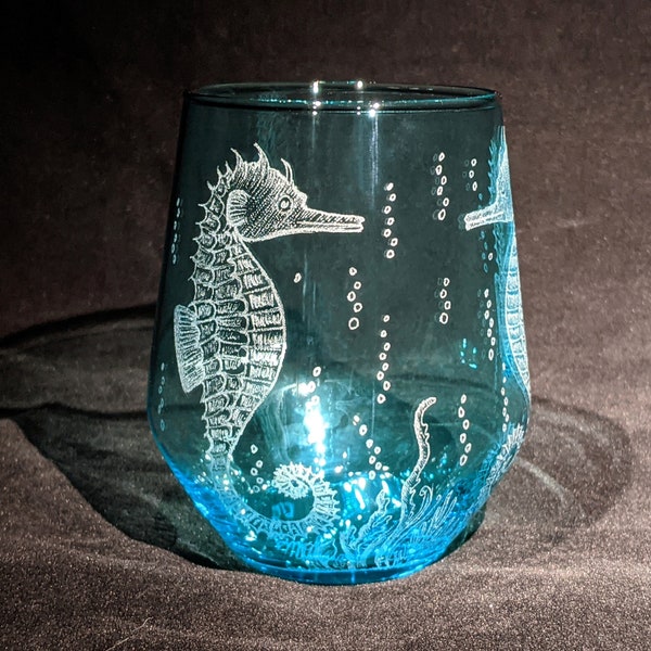 Seahorse Wine Glass Etsy