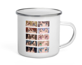 Eye-Catching Elegance: Dive into the World of 'Manga Anime Eye' with this Enamel Mug