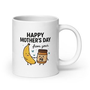 Diseño de plátano y mantequilla de cacahuete para el Día de la Madre: un regalo precioso para niños. Divertida pareja a juego.