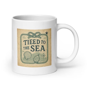Tasse « Tied to the Sea » – Tasse de carte de corde nautique, cadeau de décoration côtière vintage