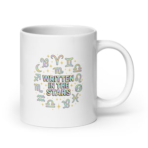 Taza Escrito en las Estrellas - Taza de Astrología Holográfica Y2K para todos los Signos del Zodiaco