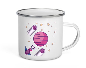 Galactic Sips: Immerse Yourself in the 'Space Galaxy' Enamel Mug Experience