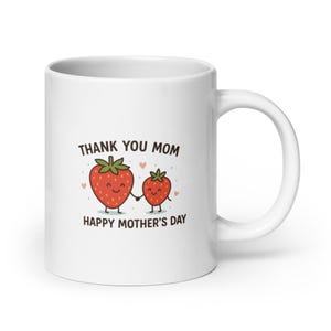 Regalo para mamá con bayas: un bonito diseño de fresa para el Día de la Madre. Gracias, mamá. De parte de los niños.