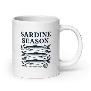 Sardine Season Mug – Vintage Coastal Kitchen Cup, Retro Fish Illustration Gift