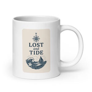 Mug Lost and Tide – tasse vintage carte de l'océan, cadeau de café côtier de mauvaise humeur