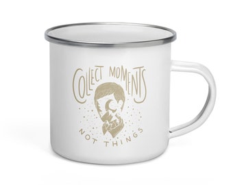 Sip the Memories: 'Collect Moments, Not Things' Enamel Mug Delight!