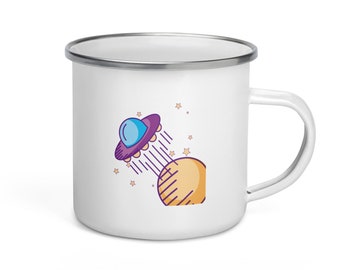 Cosmic Elegance: Sip into the Stars with the 'Space Galaxy' Enamel Mug