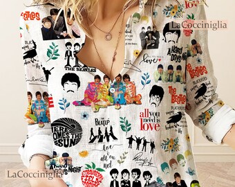 The Beatles Vintage Women Casual Shirt, The Beatles Shirt, The Beatles Woman Shirt, Casual Womens Tee, Women's Blouses, Vintage Shirt