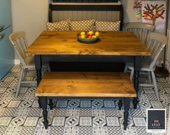 Farmhouse Table | 6 Seater | Kitchen Table | 4.5 Ft Table | Farrow & Ball Paint | Rustic Table | KRUD T1 table v2
