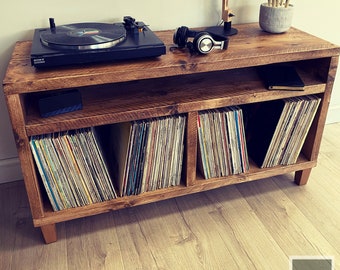 YAHARBO White Record Player Stand, 3-Shelf Vinyl Holder Medium
