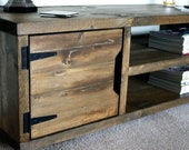 KRUD Dark Oak 120cm - Retro TV Stand Handmade Solid Wood Scaffold Style 24 Colours Industrial Chunky Rustic Country TV Stand Cabinet