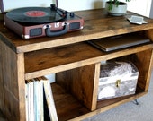 Record Player Stand Vinyl Record Storage Turntable Stand Scaffold Furniture Rustic TV Stand Tv Cabinet Retro tv stand KRUD-36