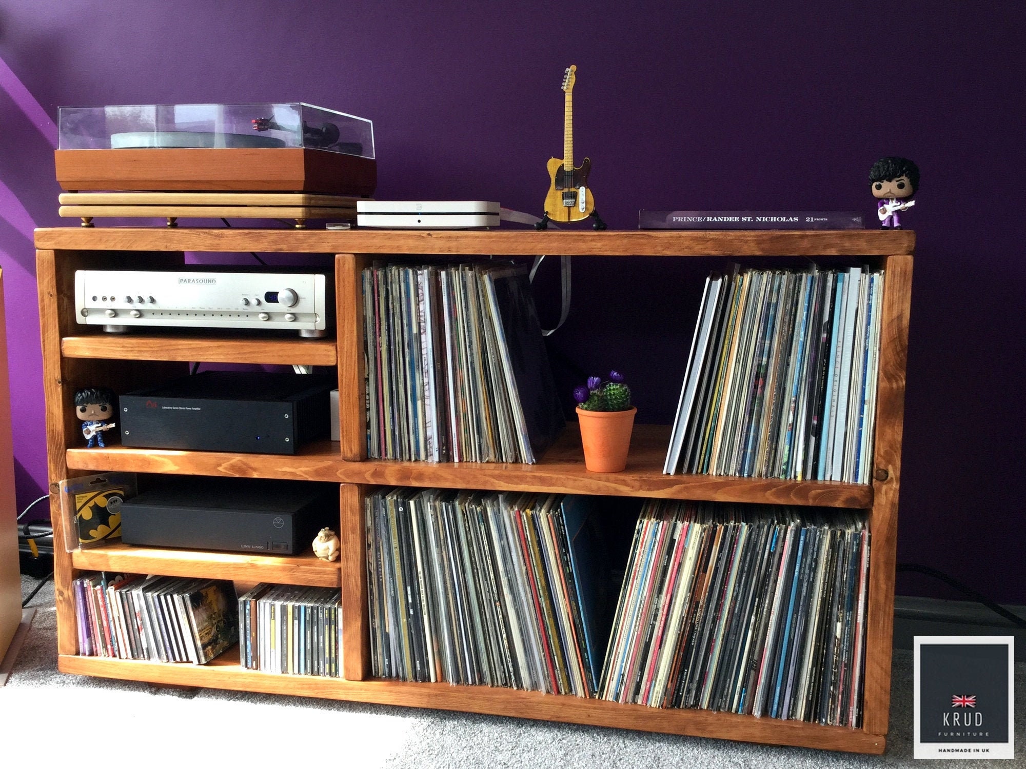 Tv stand online with vinyl storage