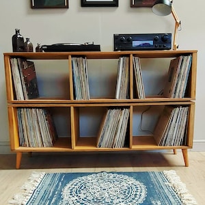 Record Player Table | Vinyl Record Storage | Turntable Stand | Varezzo Torino | 140cm Light Oak