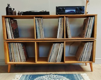 Record Player Table | Vinyl Record Storage | Turntable Stand | Varezzo Torino | 140cm Light Oak