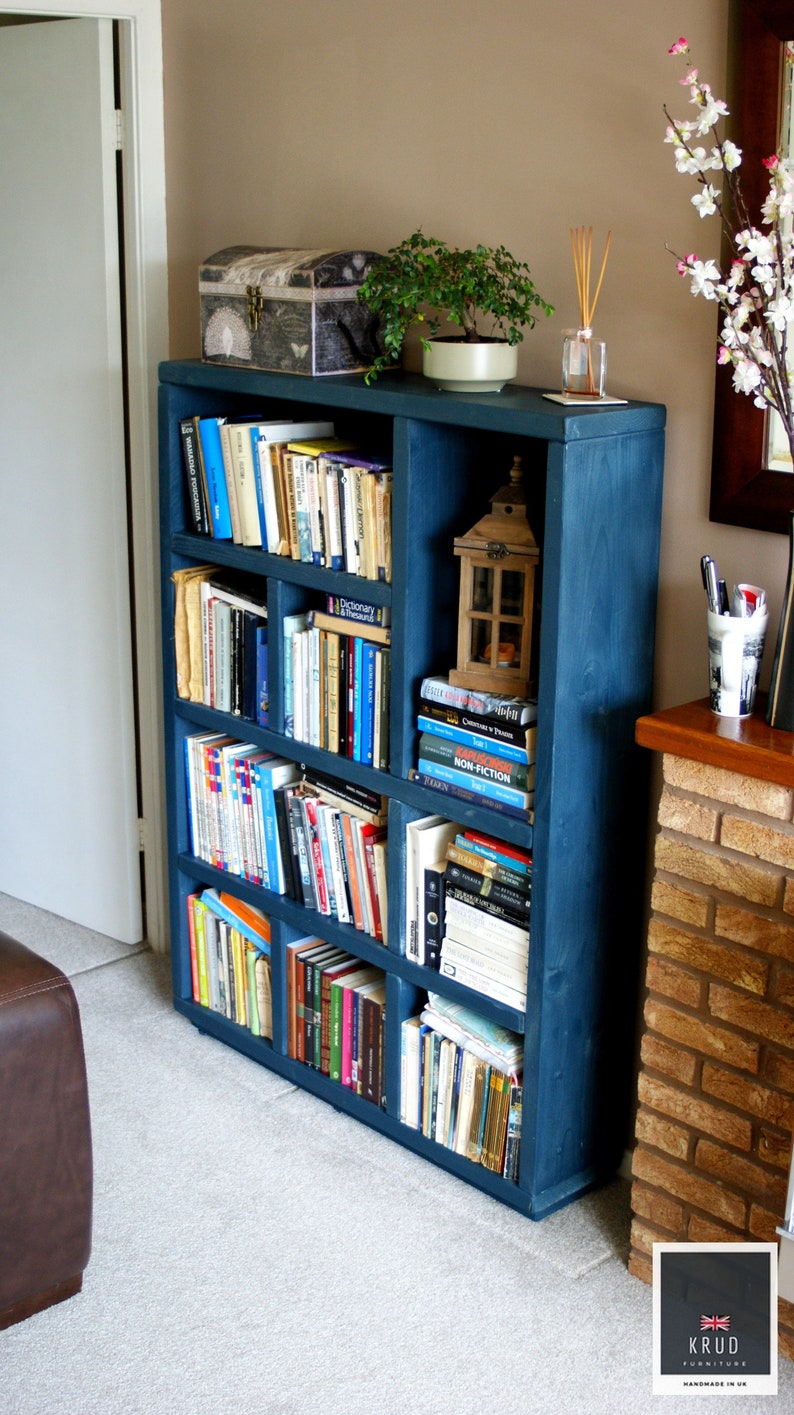 Bookcase Wooden Bookcase farrow & Ball Hague Blue Shelves Etsy UK