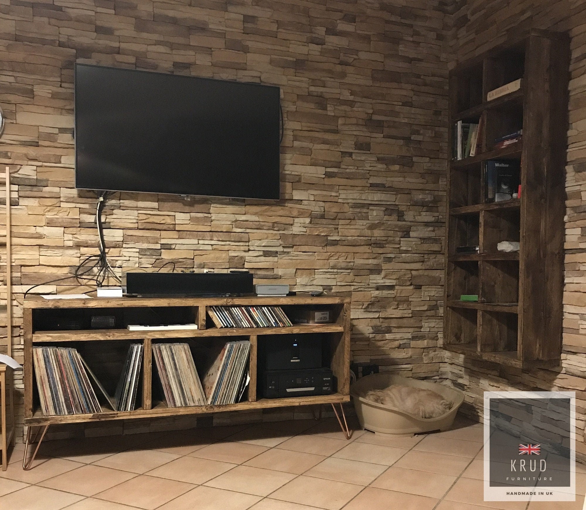 Record Player Stand Vinyl Record Storage Turntable Stand Scaffold Furniture Rustic TV Stand Retro Tv Stand KRUD 51 V2 Etsy