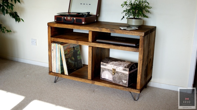 Record Player Stand | Vinyl Record Storage | Turntable Stand | Scaffold Furniture | Rustic TV Stand | Retro tv stand | KRUD-35 v2 