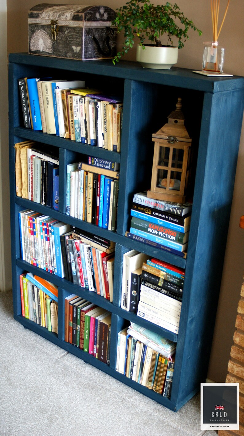 Bookcase Wooden Bookcase farrow & Ball Hague Blue Shelves Etsy UK