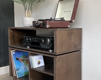 Record Player Table with Hi-Fi shelf | Vinyl Record Storage | Turntable Stand | Varezzo | V51B