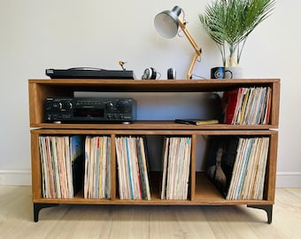Record Player Stand | Vinyl Record Storage | Turntable Stand | Varezzo Roma | 120cm Pine