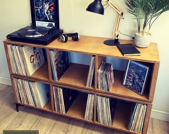 Record Player Stand | Vinyl Record Storage | Turntable Stand | Scandi Furniture | Plywood V46 model
