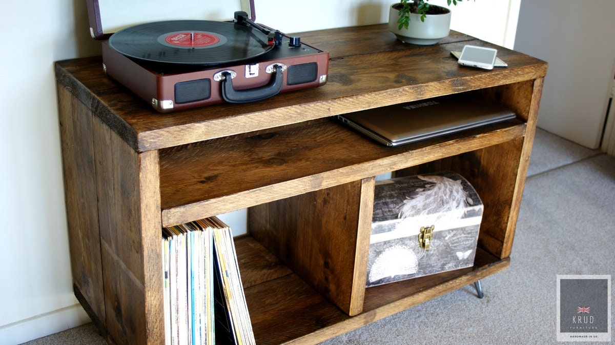 Mesa mediana para tocadiscos / Almacenamiento de discos de vinilo / Soporte  para tocadiscos / Varezzo / 140 cm Roble claro -  México