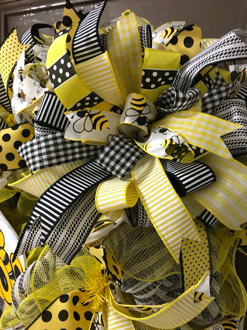 Spring Wreath Summer Wreath Yellow And Black Wreath Baby Bee Wreath