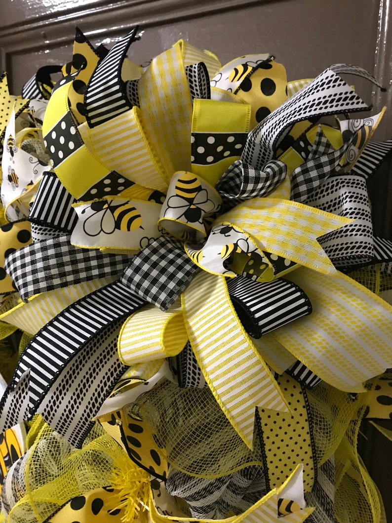 Spring Wreath Summer Wreath Yellow And Black Wreath Baby Bee Wreath