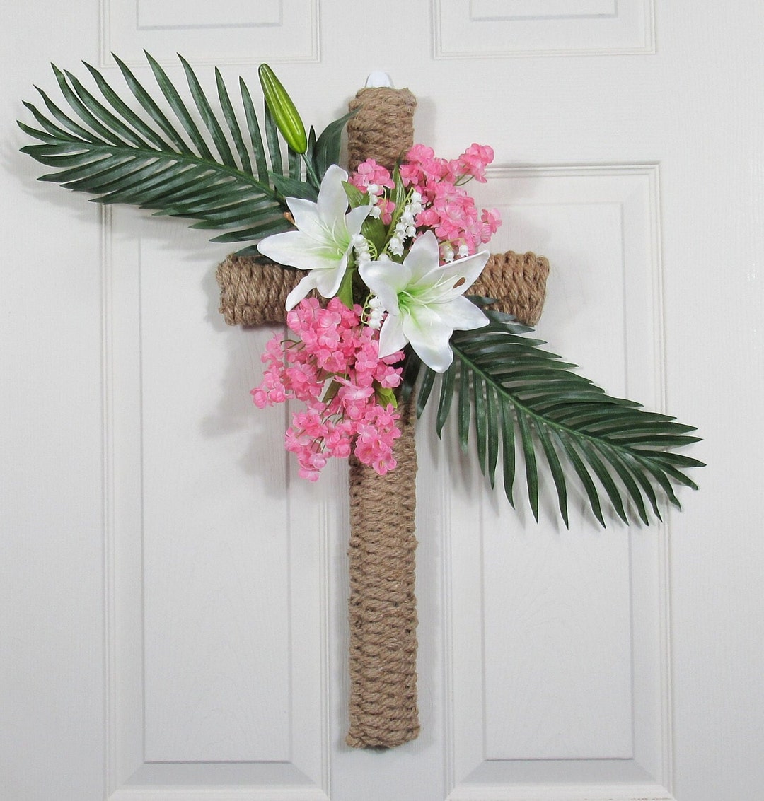 Easter Cross, Easter Front Door Decor, Lenten Cross, Cross Door Hanger ...