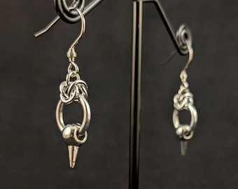 Little Spike Chainmail Earrings - Chainmaille Jewelry - Stainless Steel Ear Wires - Hypoallergenic Minimalist Edgy Jewellery