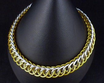 Chainmail Bracelet, HP4in1, Yellow and Silver, Chainmaille Jewelry