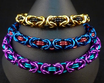Pulsera de malla bizantina - Elige tus colores - Largo personalizado - Joyería de malla