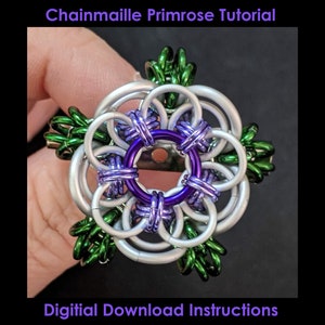 Chainmaille Primrose Tutorial - PDF Instructions - Shaille Chainmaille Primrose Brooche