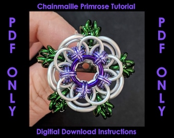 Chainmaille Primrose Tutorial - PDF Instructions - Shaille Chainmaille Primrose Brooche