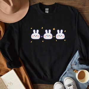 Sudadera de cuello redondo de conejo Kawaii, sudadera Kawaii, ropa Cottagecore, ropa Kawaii, suéter de conejo, regalo de conejo, ropa Goblincore