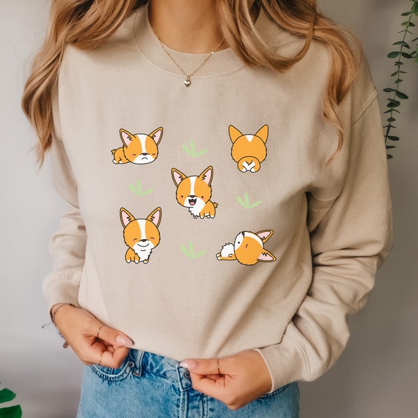 Corgi Crewneck Sweatshirt, Cute Corgi, Corgi Shirt, Dinosaur T-rex, Corgi Gifts, Funny Cute Corgis, Corgi Lover Gift