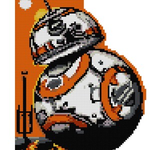 BB8 Rolling Flames Cross Stitch Pattern Robot Embroidery