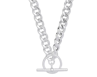 925 Sterling Silver 18" T Bar Curb Chain Necklace Hallmarked