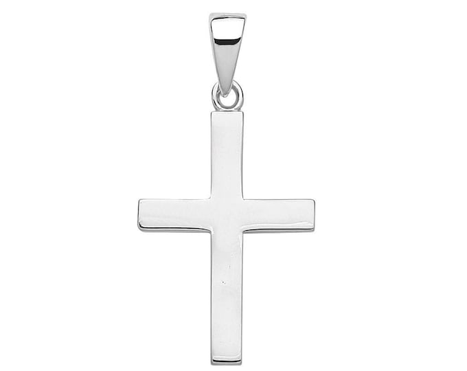 925 Solid Sterling Silver Plain Flat Cross Pendant 25mm 30mm 35mm