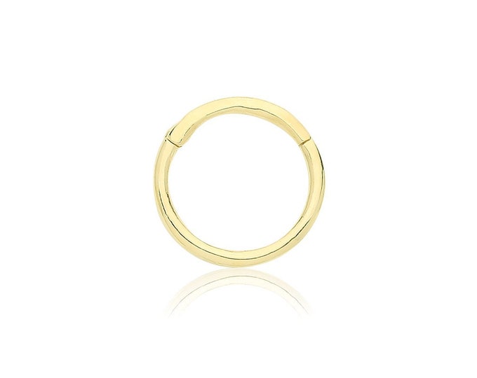 Single 9ct Yellow Gold 7mm Diameter Hinged Plain Septum Nose Ring- Real 9K Gold