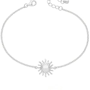925 Sterling Silver Sunburst 7&quot; Bracelet Rhodium Plated