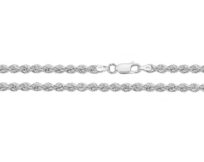 925 Sterling Silver Rope Chain Necklaces 3mm Wide