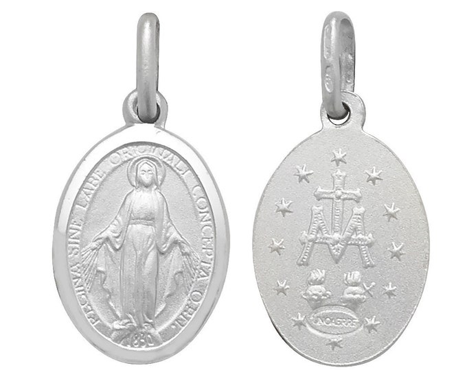 925 Sterling Silver Oval Miraculous Madonna Medallion Charm Pendant