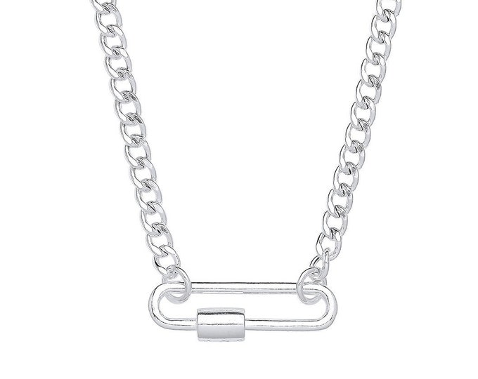 925 Sterling Silver Screw Clasp Paperclip 18" Curb Chain Necklace